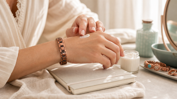 Daily self-care scene with a copper bracelet by MagnetPure