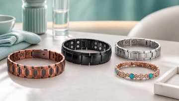 Copper black silver and turquoise magnetic bracelets from MagnetPure