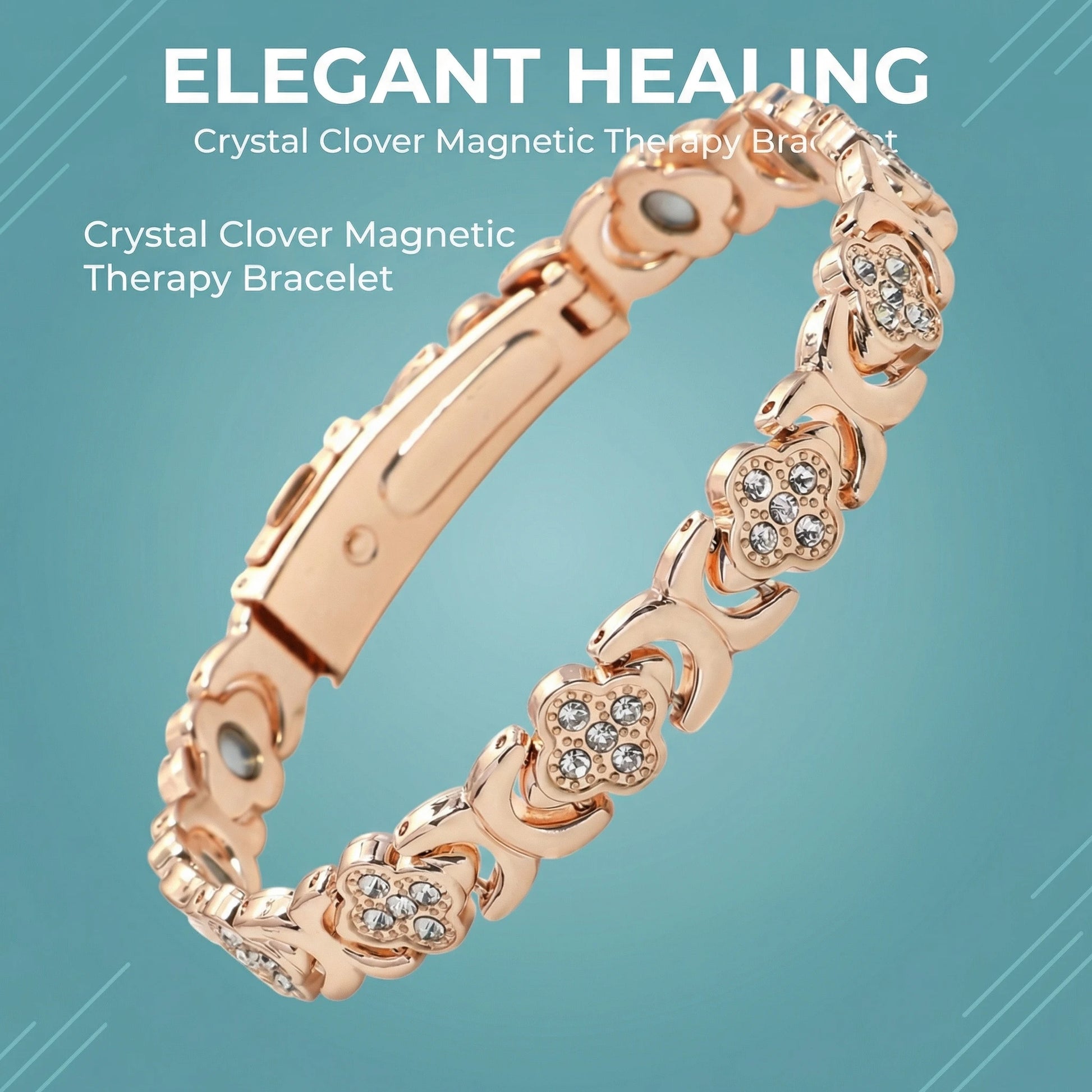 MagnetPure Crystal Clover Copper Magnetic Bracelet for Women - image 4