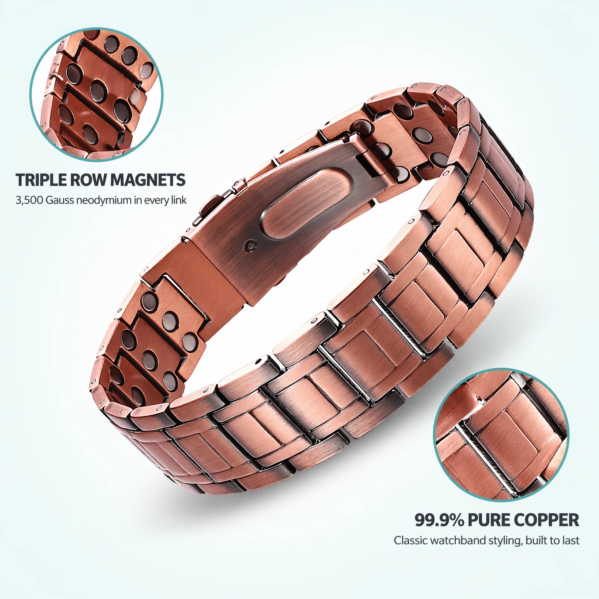 Triple row magnets and pure copper zoom details