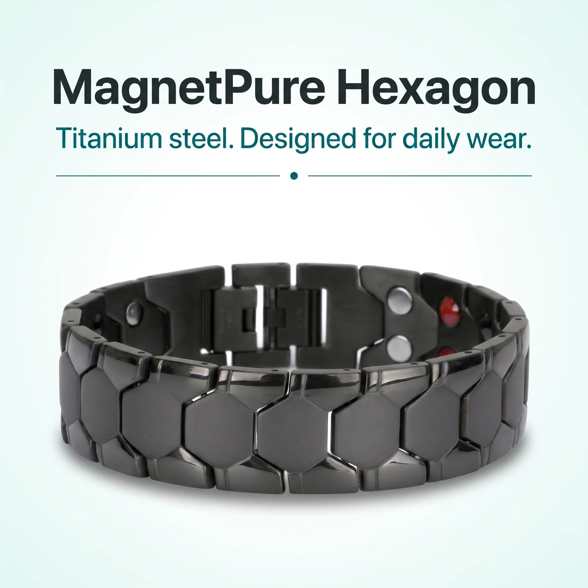 MagnetPure Hexagon Titanium Steel Magnetic Bracelet for Men