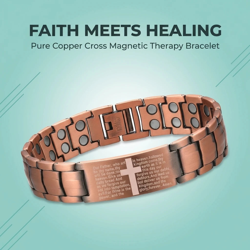 MagnetPure Cross Prayer Copper Magnetic Bracelet for Men - image 3