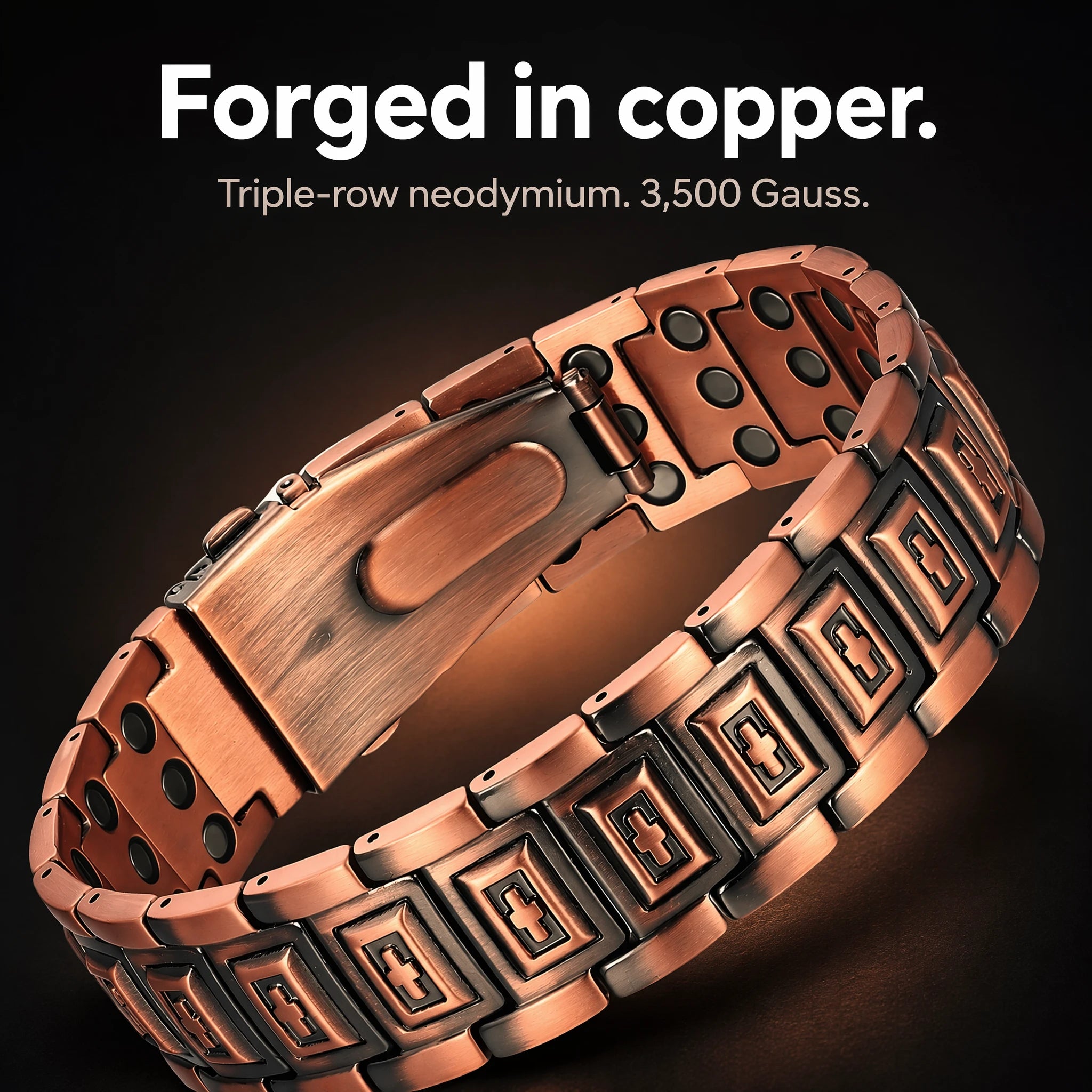 MagnetPure Cross Triple Row Copper Magnetic Bracelet for Men