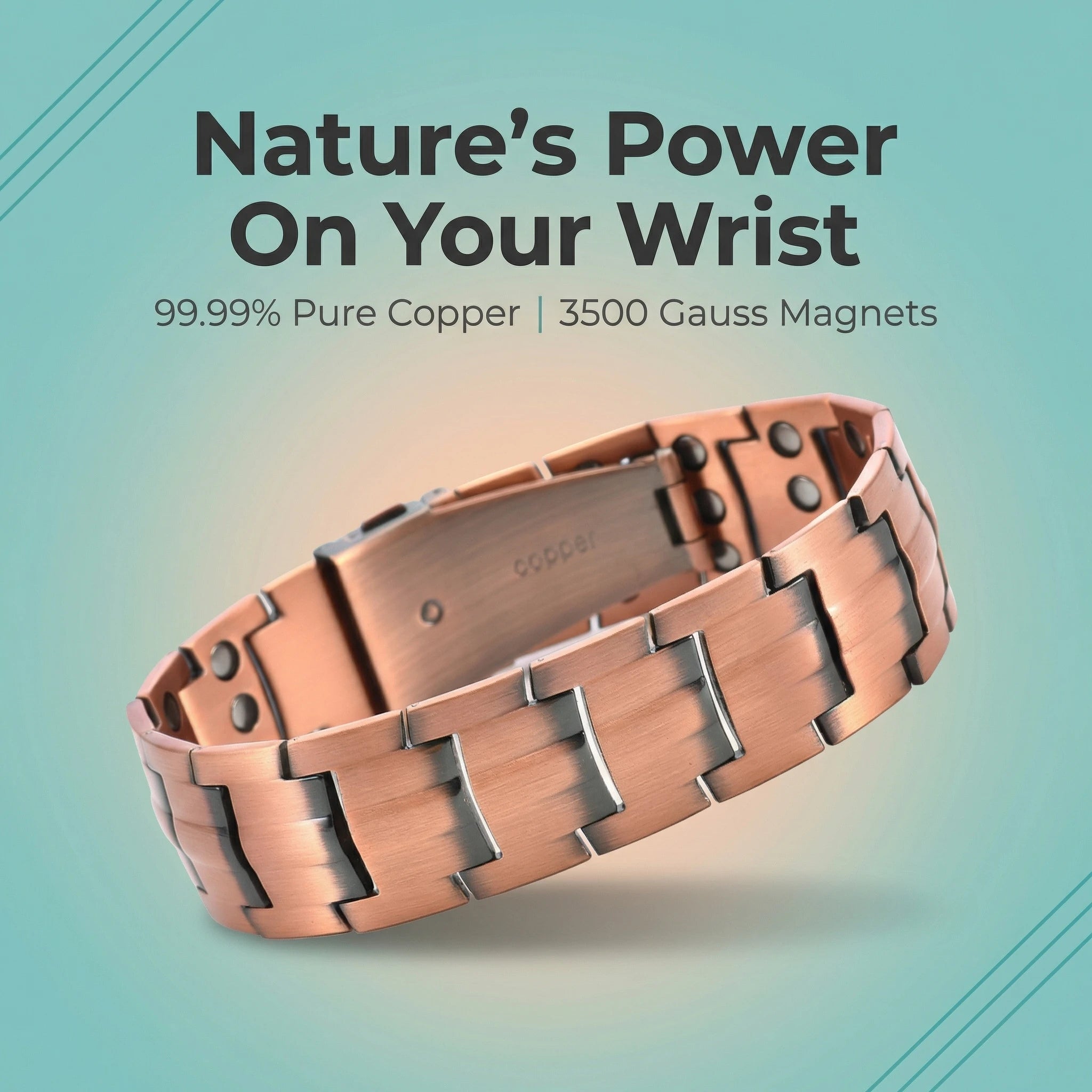MagnetPure Wide Pure Copper Magnetic Bracelet for Men - image 3