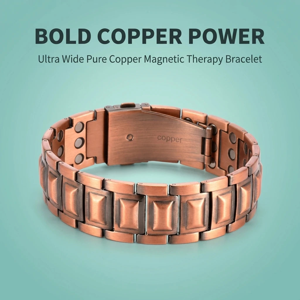 MagnetPure Bold Wide Copper Magnetic Bracelet for Men - image 3