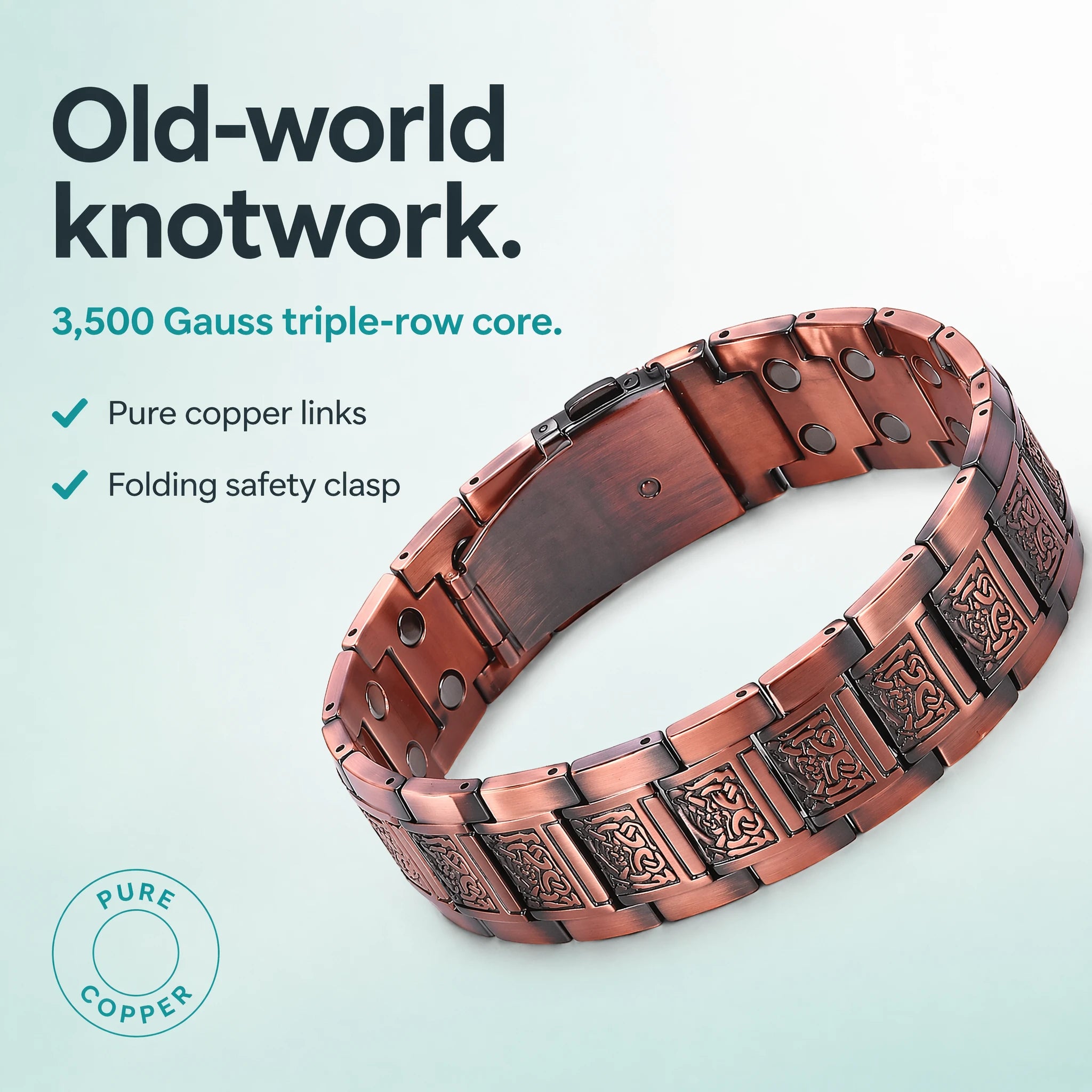 MagnetPure Celtic Knot Copper Magnetic Bracelet for Men