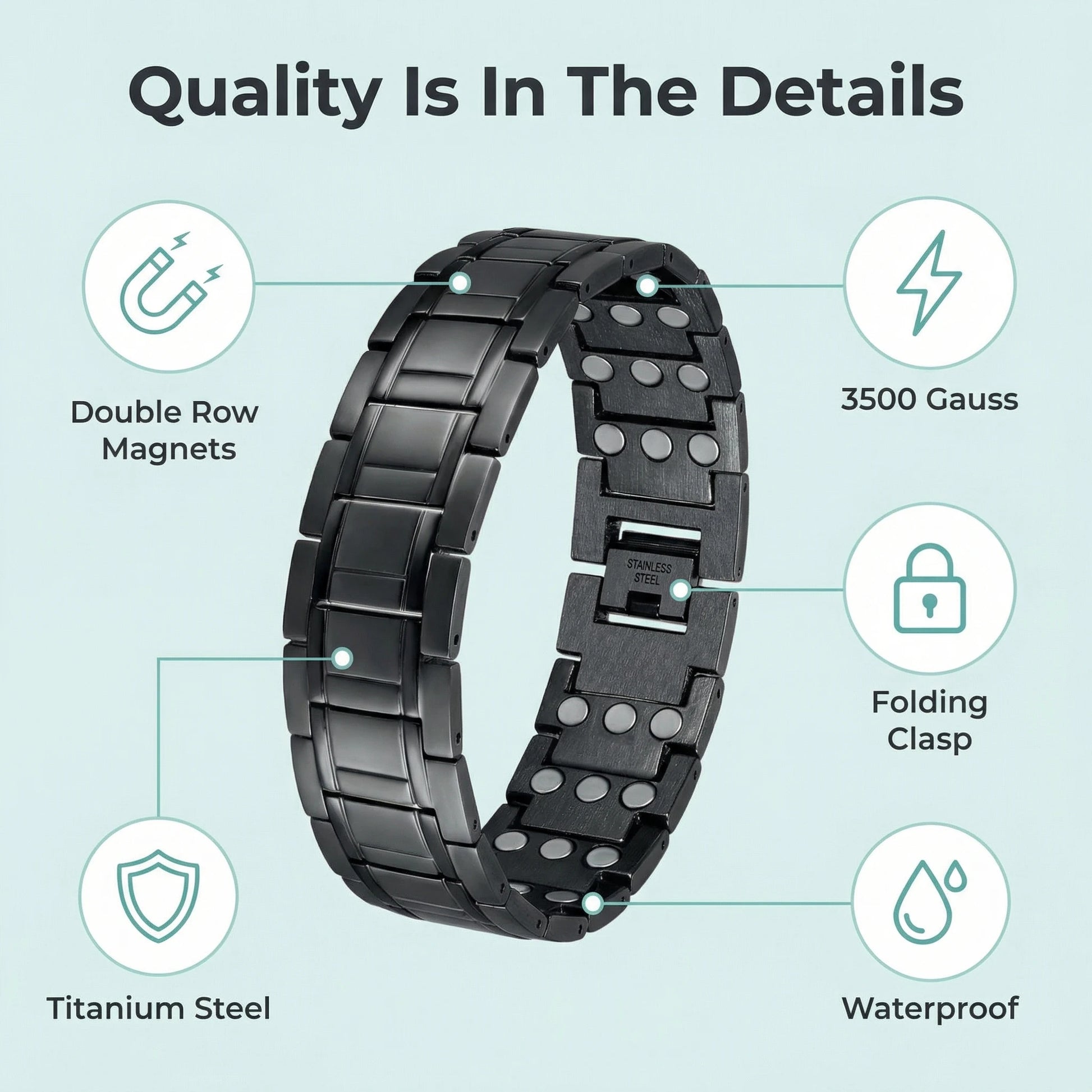 MagnetPure Ultra Wide Titanium Steel Magnetic Bracelet for Men - image 6