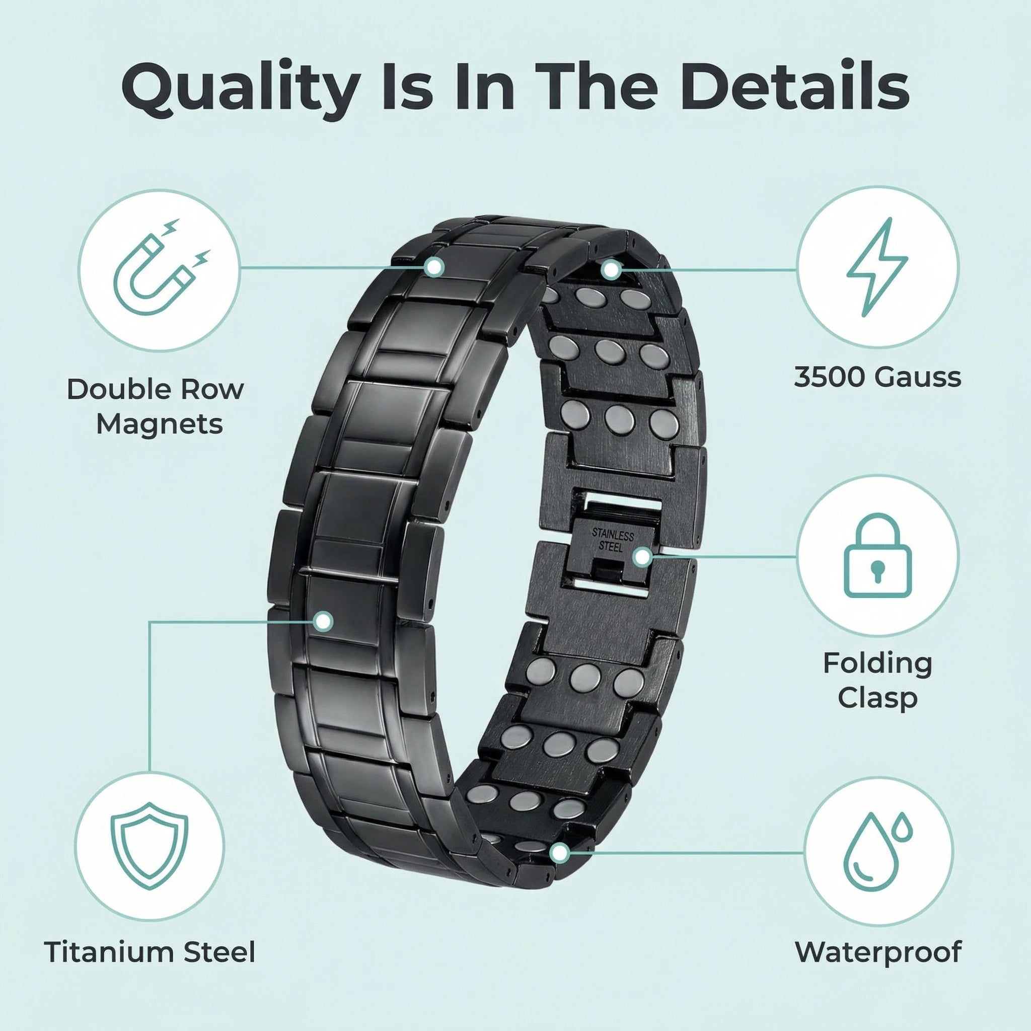 MagnetPure Ultra Wide Titanium Steel Magnetic Bracelet for Men - image 6