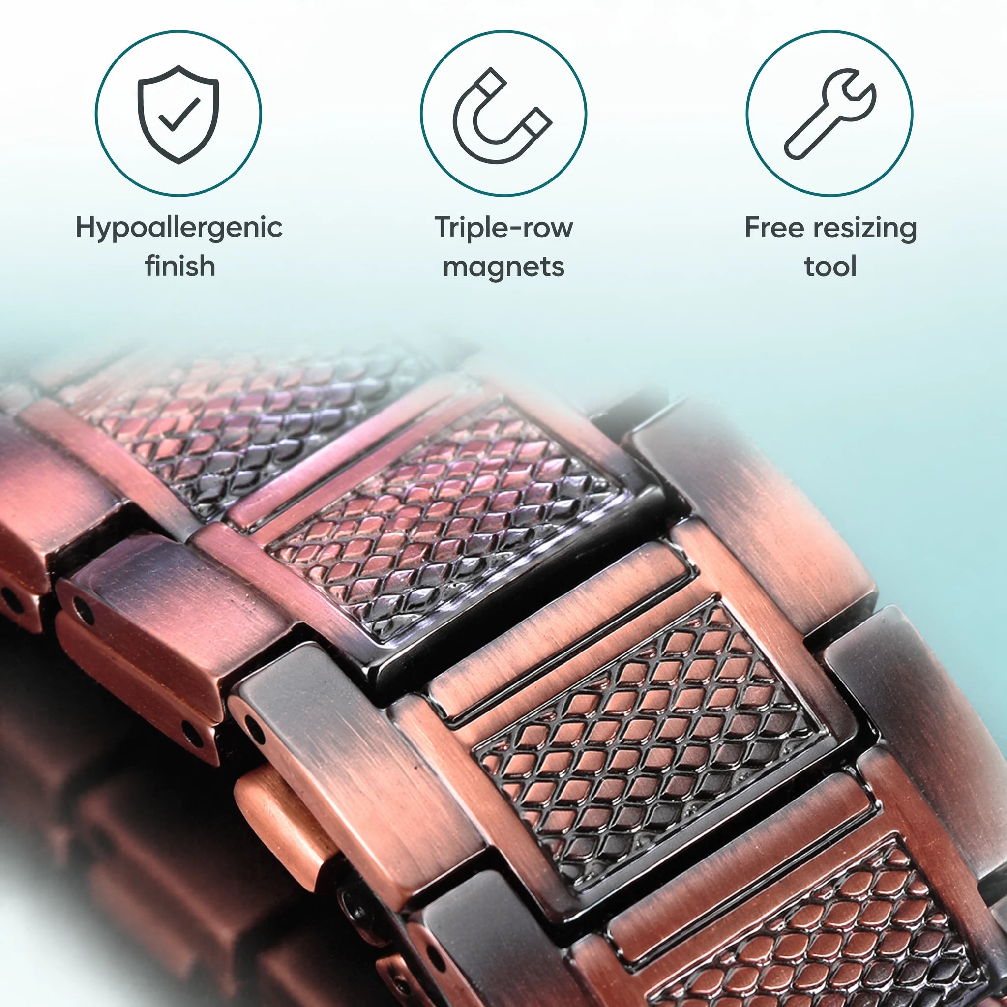 MagnetPure Diamond Weave Copper Magnetic Bracelet for Men