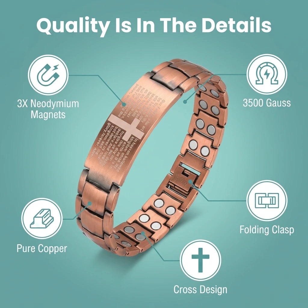 MagnetPure Cross Prayer Copper Magnetic Bracelet for Men - image 4