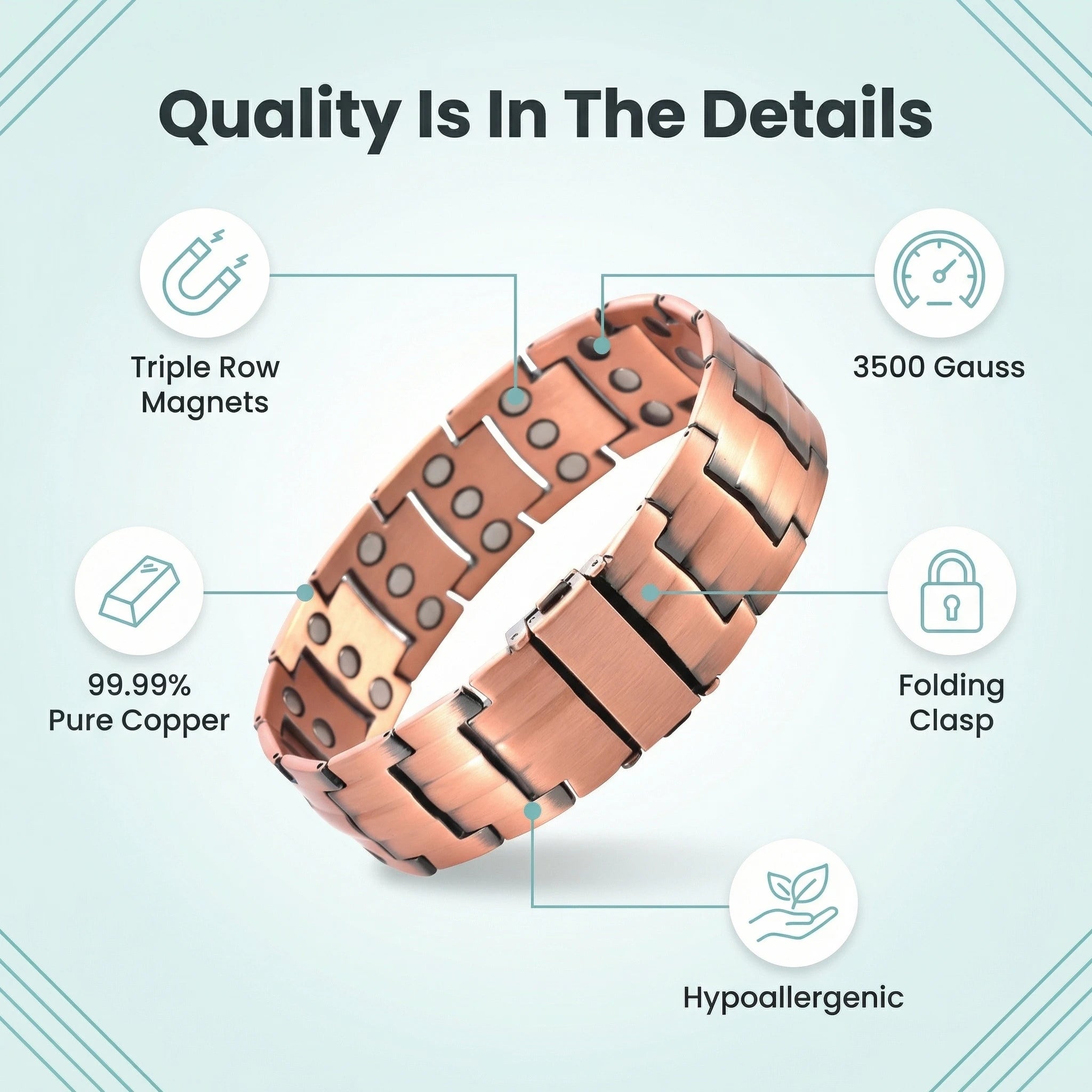 MagnetPure Wide Pure Copper Magnetic Bracelet for Men - image 4