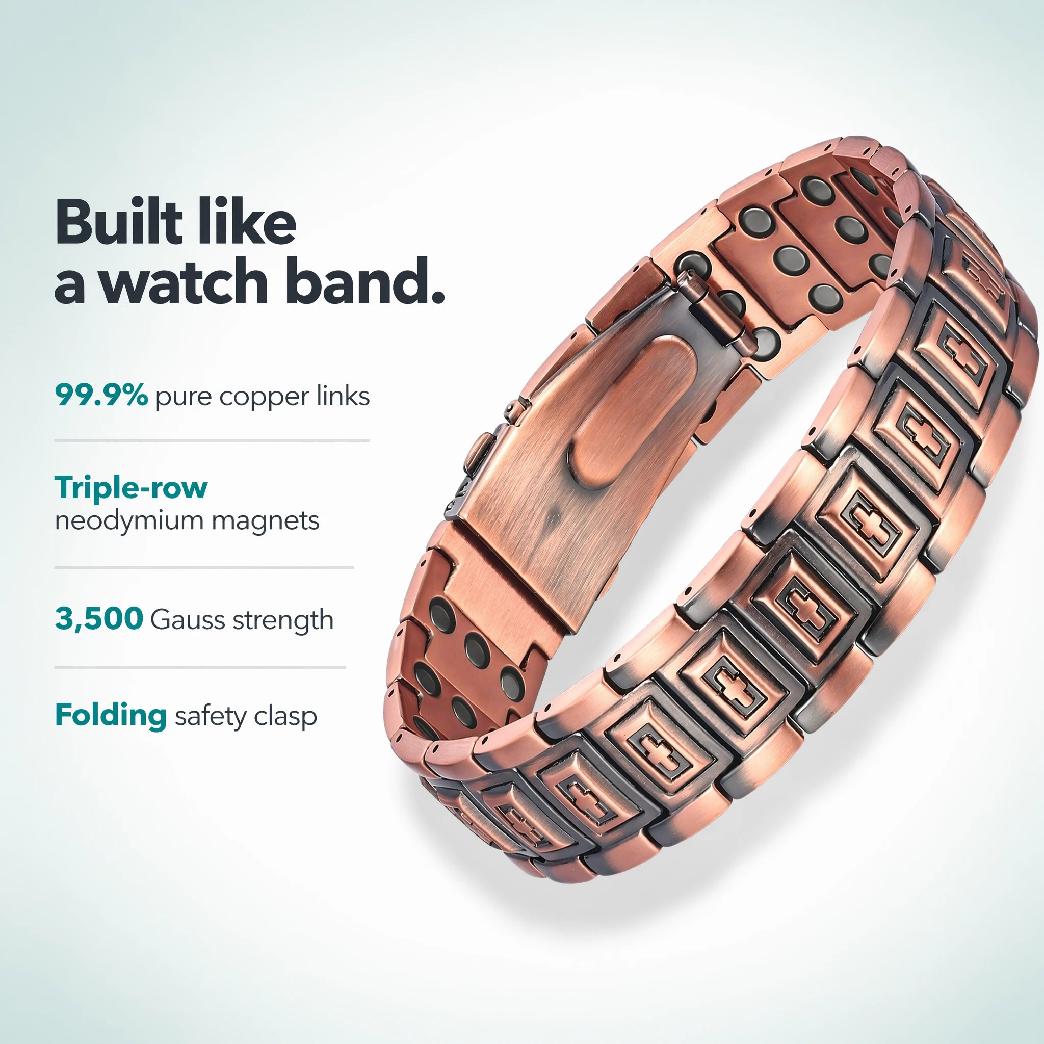 MagnetPure Cross Triple Row Copper Magnetic Bracelet for Men