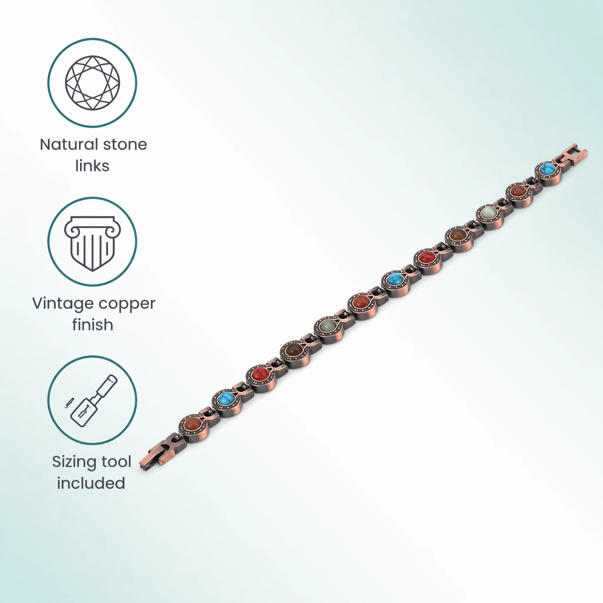 MagnetPure Bohemian Gemstone Copper Magnetic Bracelet for Women