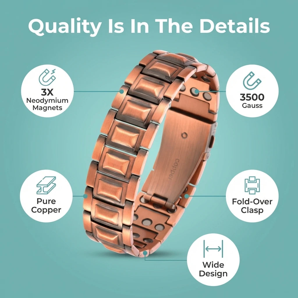 MagnetPure Bold Wide Copper Magnetic Bracelet for Men - image 4