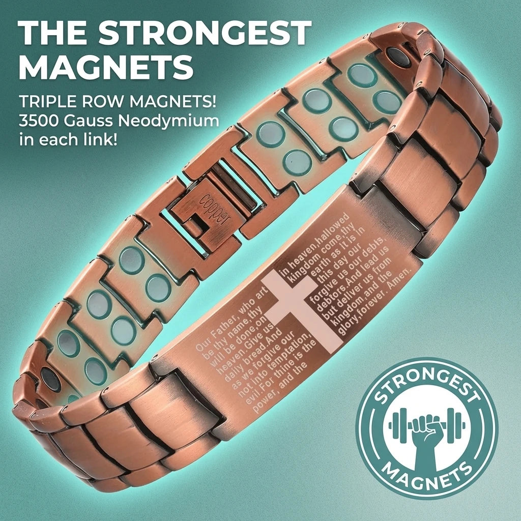 MagnetPure Cross Prayer Copper Magnetic Bracelet for Men - image 5