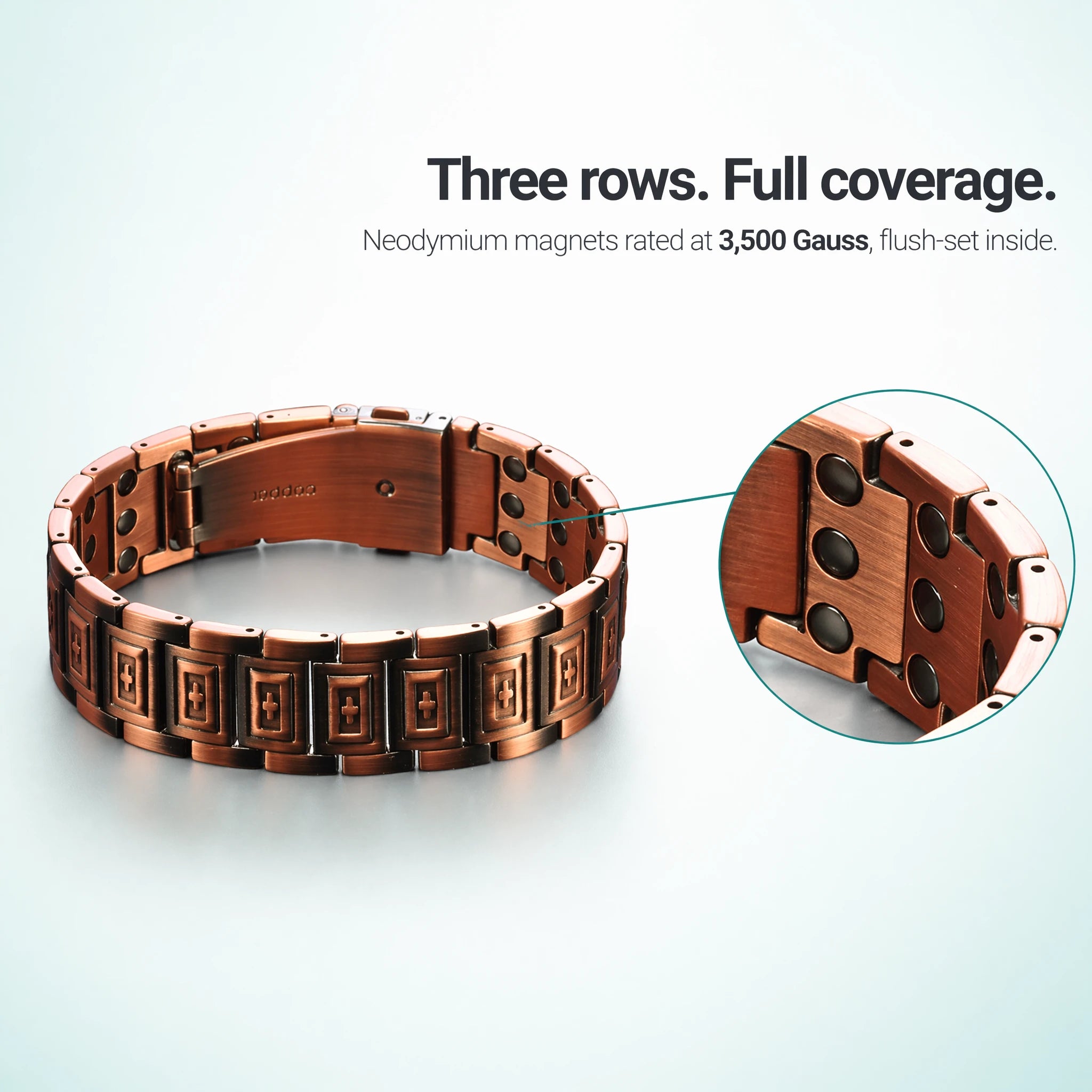 MagnetPure Cross Triple Row Copper Magnetic Bracelet for Men