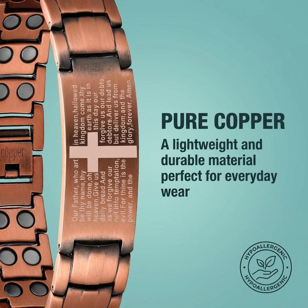 MagnetPure Cross Prayer Copper Magnetic Bracelet for Men - image 6