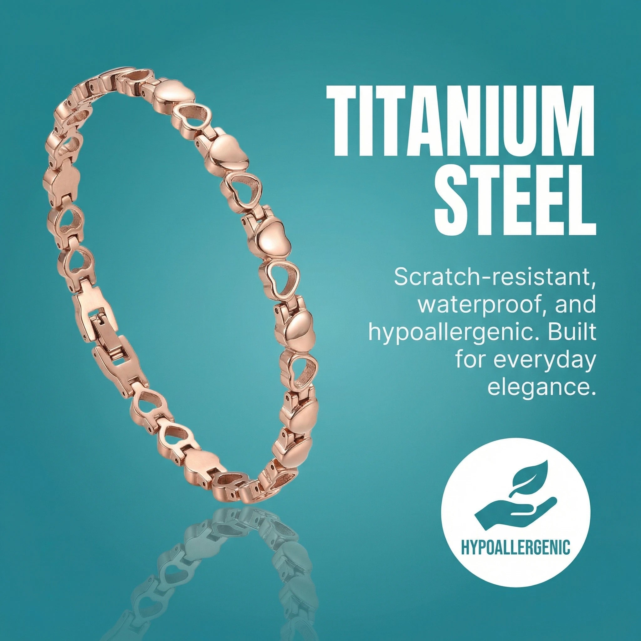 MagnetPure Heart Link Titanium Steel Magnetic Bracelet for Women - image 5