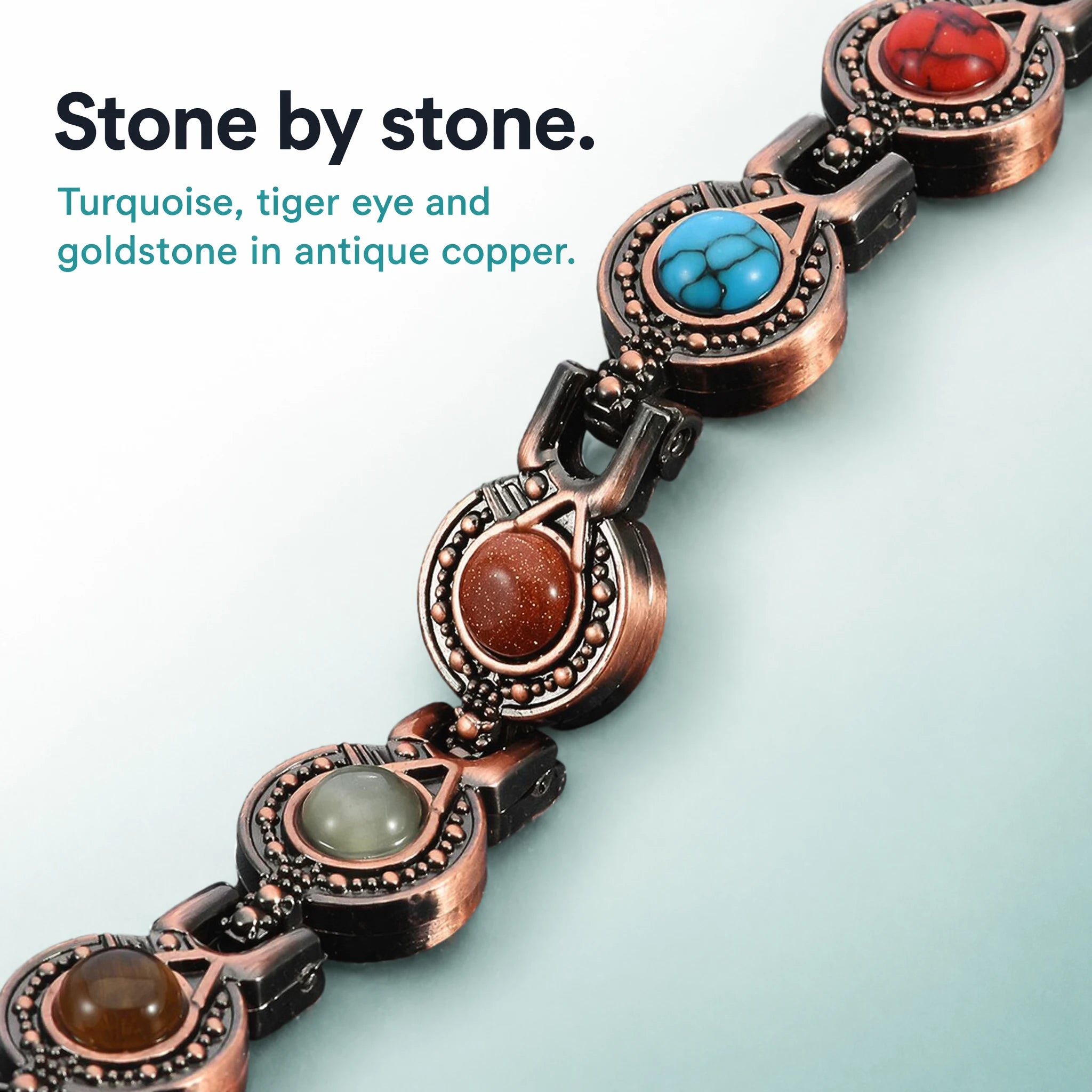 MagnetPure Bohemian Gemstone Copper Magnetic Bracelet for Women