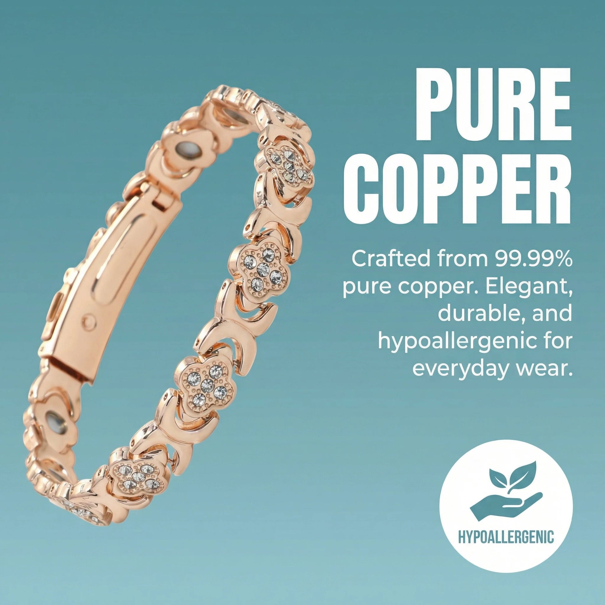 MagnetPure Crystal Clover Copper Magnetic Bracelet for Women - image 5