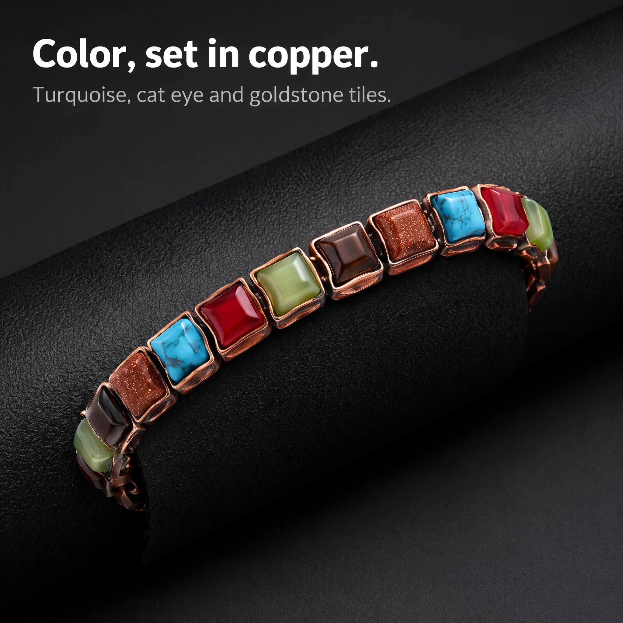 MagnetPure Mosaic Turquoise Copper Magnetic Bracelet for Women