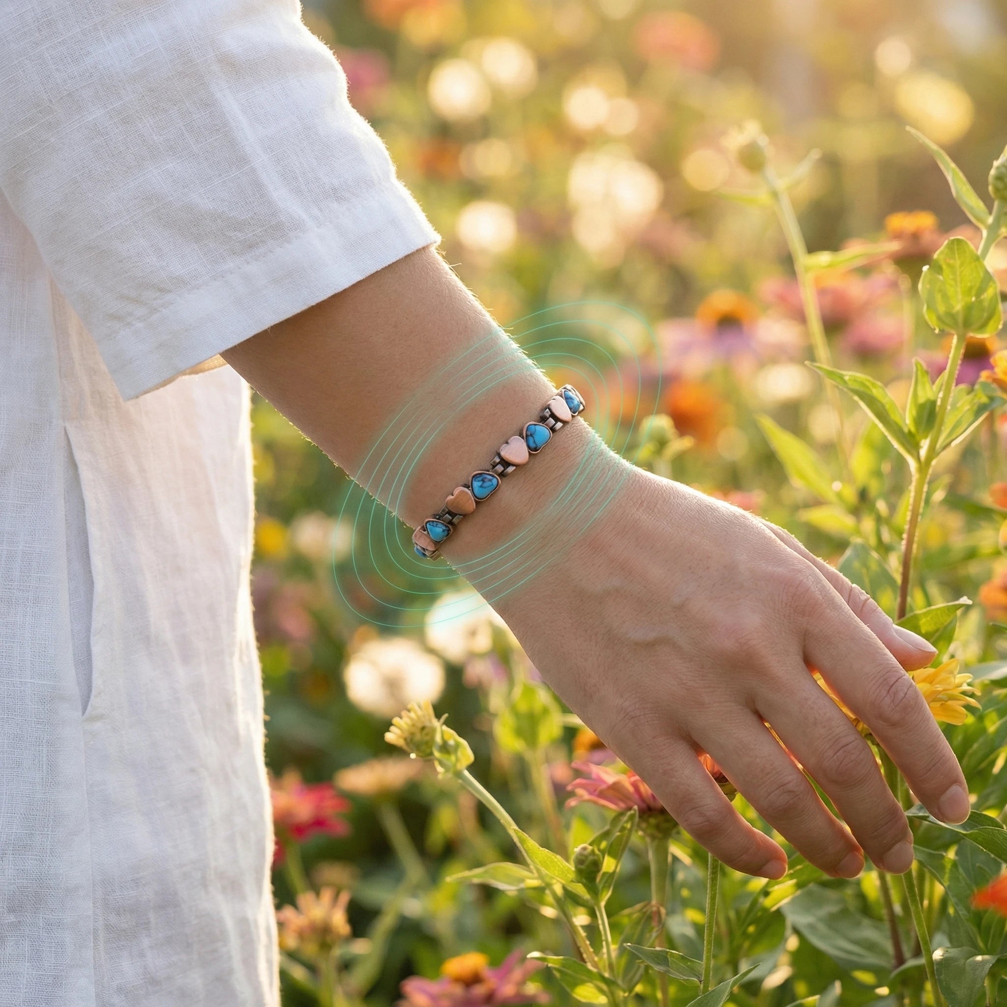 MagnetPure Turquoise Heart Copper Magnetic Bracelet for Women - image 7