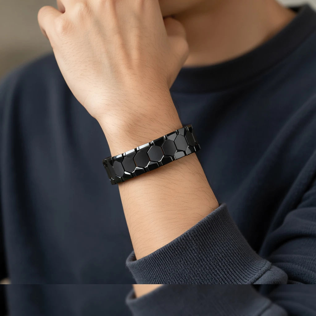 MagnetPure Hexagon Titanium Steel Magnetic Bracelet for Men