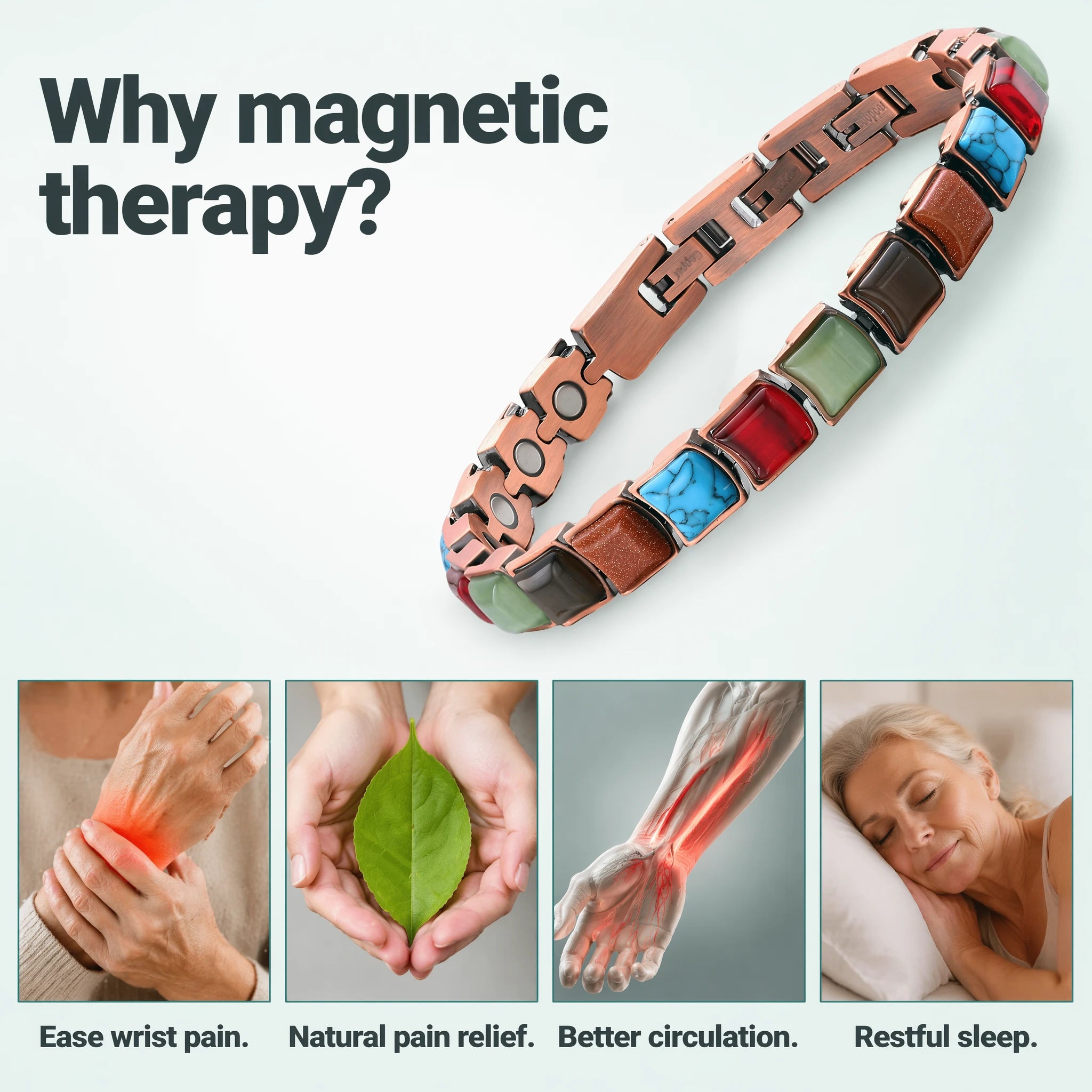 MagnetPure Mosaic Turquoise Copper Magnetic Bracelet for Women