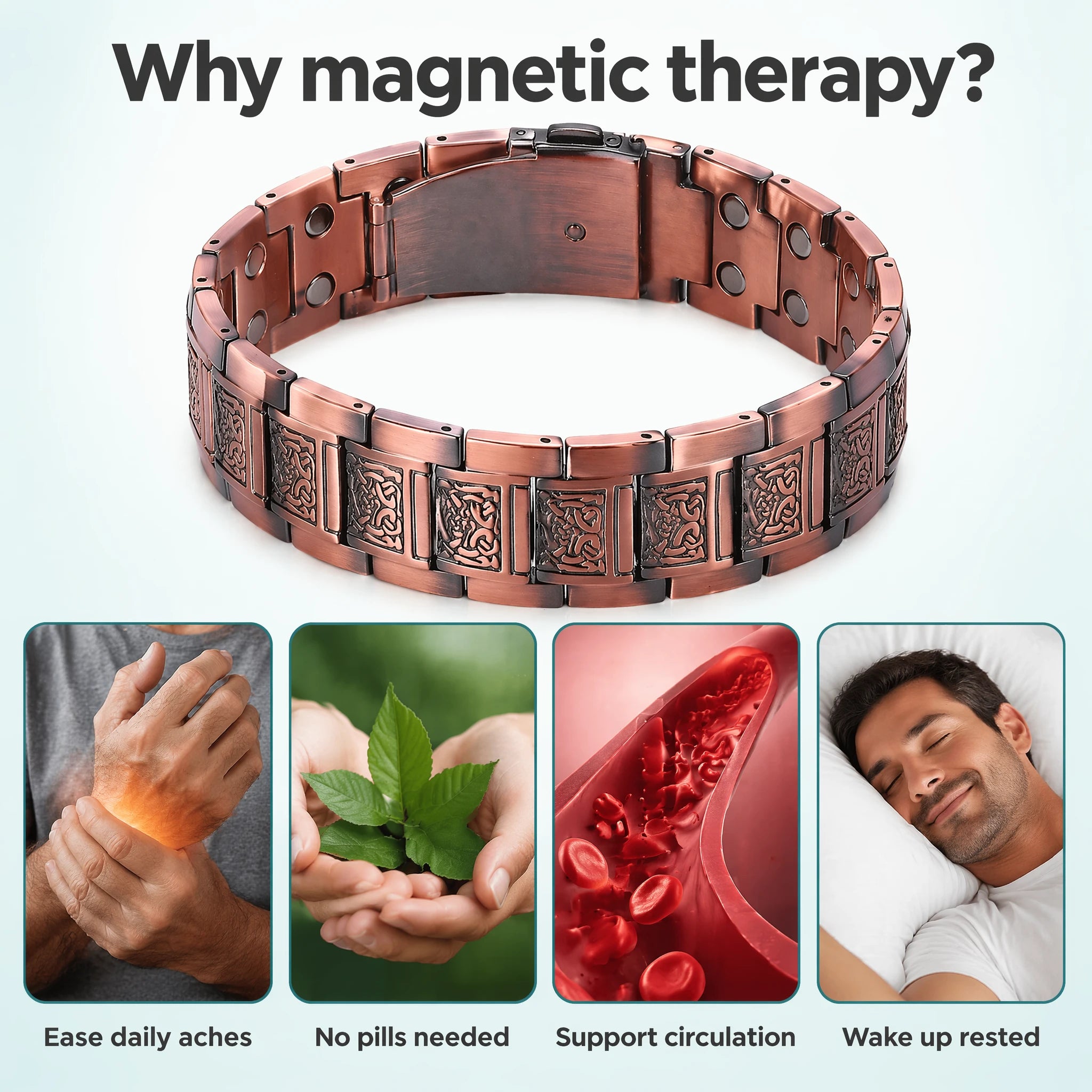 MagnetPure Celtic Knot Copper Magnetic Bracelet for Men