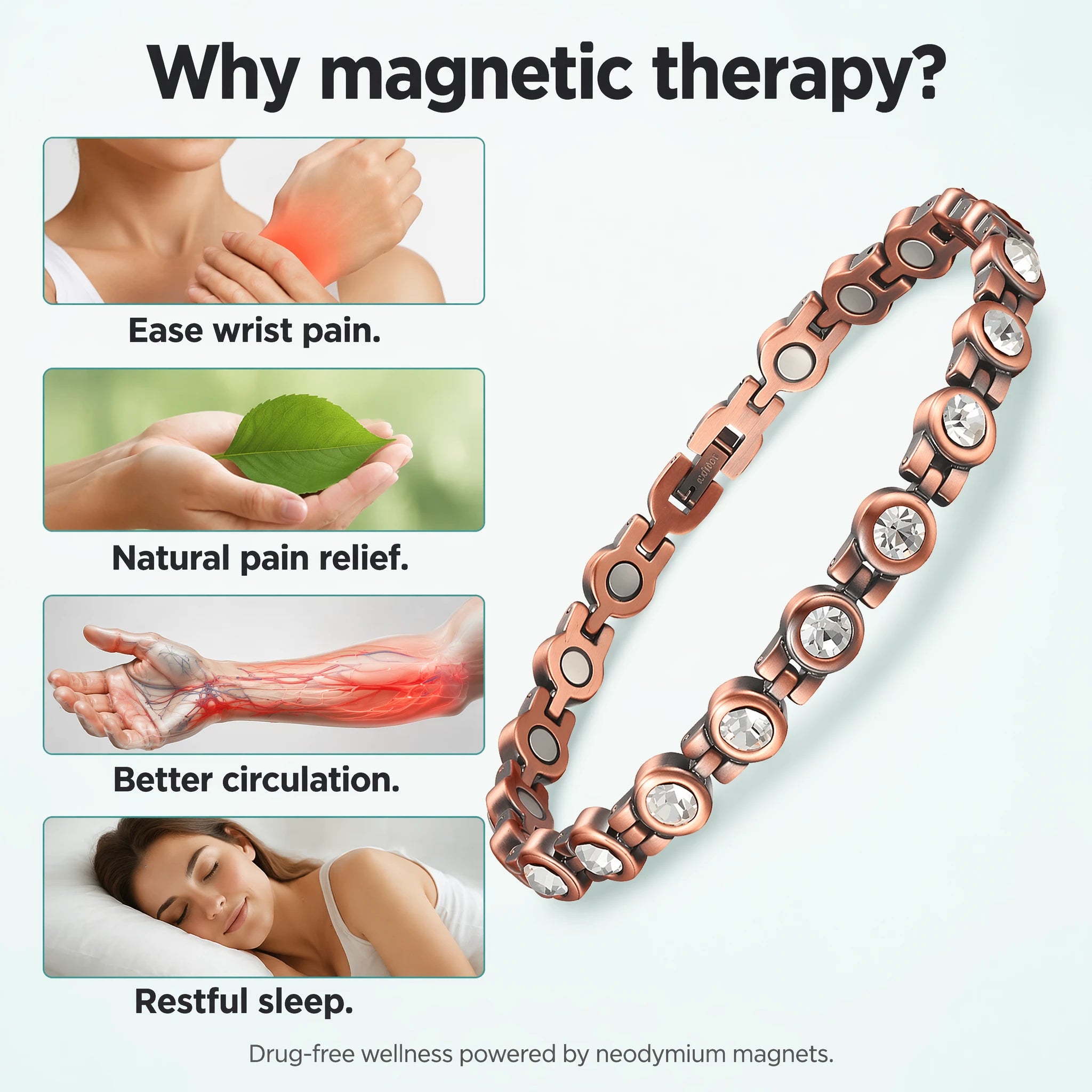 MagnetPure Crystal Tennis Copper Magnetic Bracelet for Women