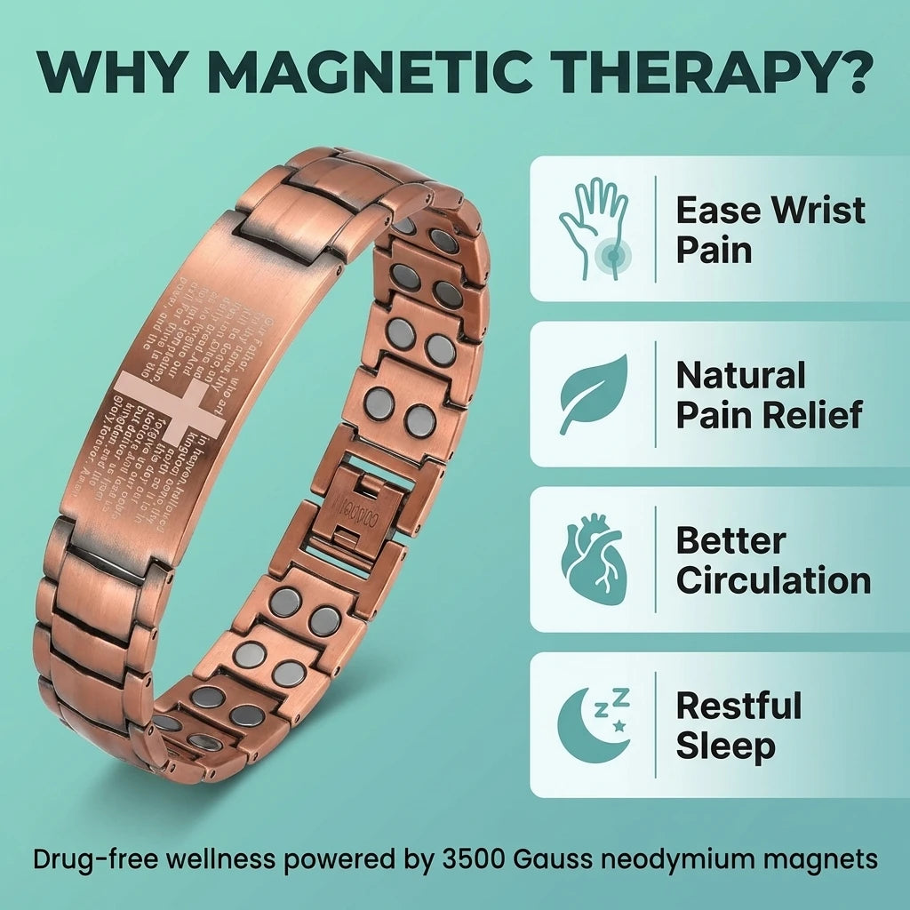 MagnetPure Cross Prayer Copper Magnetic Bracelet for Men - image 10