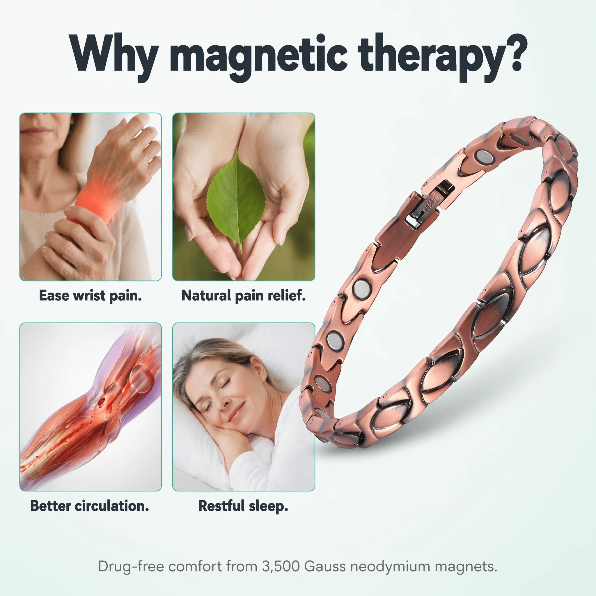 MagnetPure Fish Link Copper Magnetic Bracelet for Women