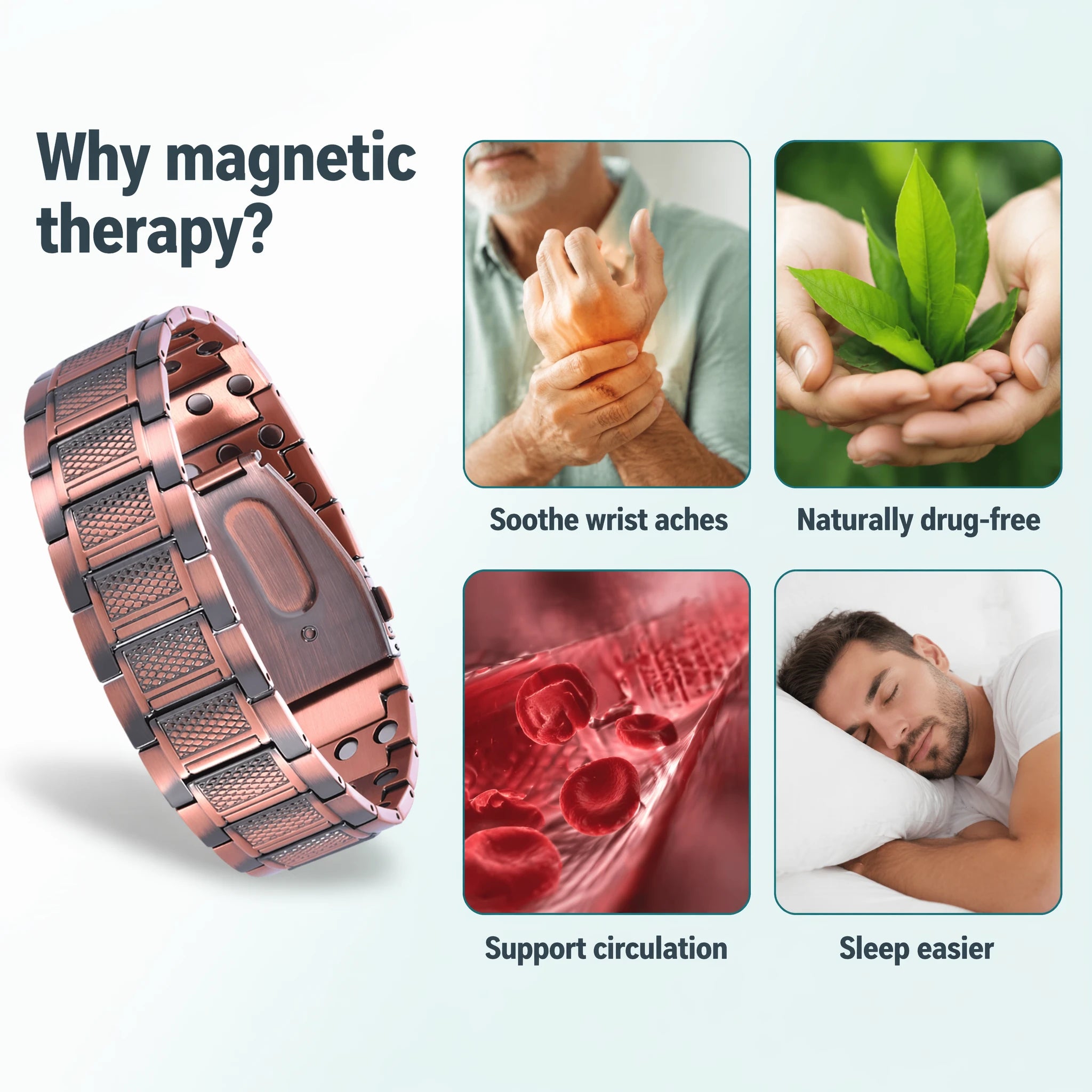 MagnetPure Diamond Weave Copper Magnetic Bracelet for Men