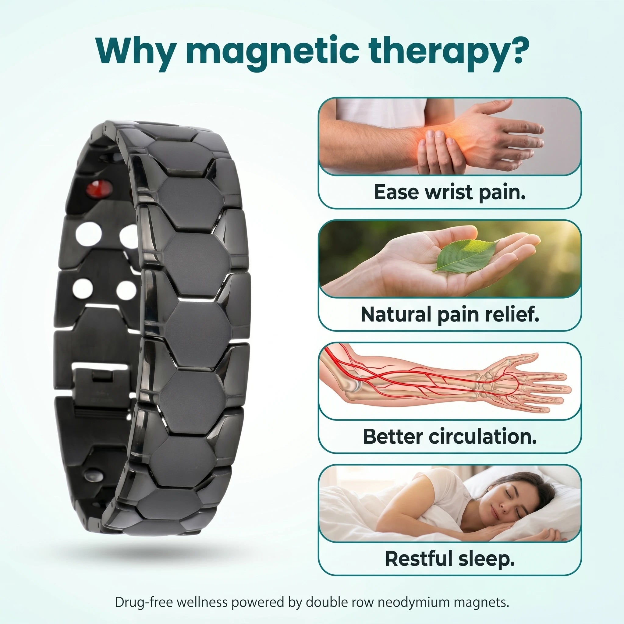 MagnetPure Hexagon Titanium Steel Magnetic Bracelet for Men