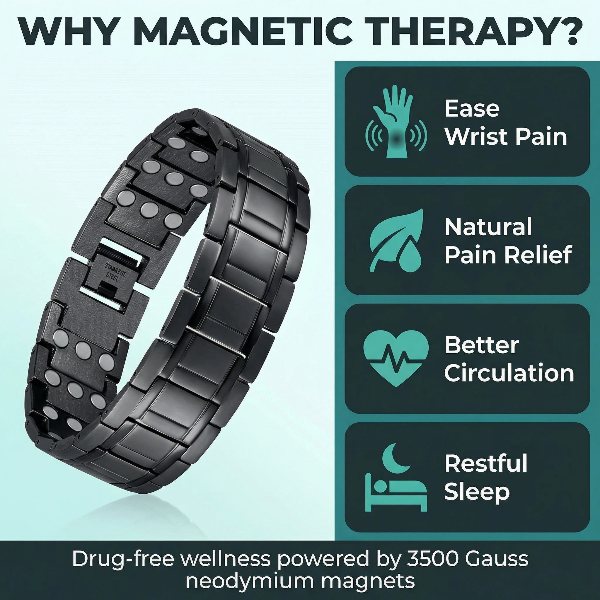 MagnetPure Ultra Wide Titanium Steel Magnetic Bracelet for Men - image 12