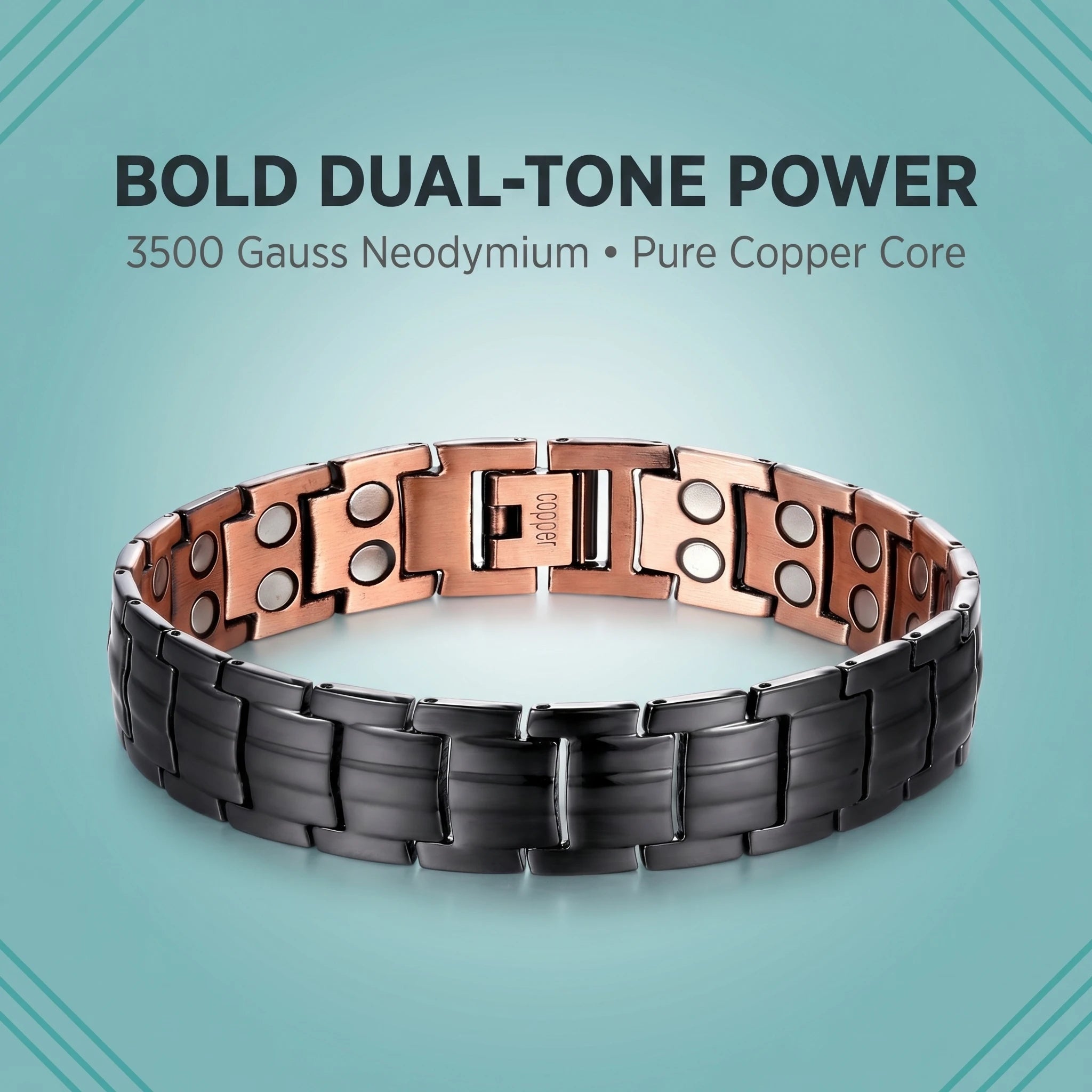 MagnetPure Bold Dual-Tone Copper Magnetic Bracelet for Men