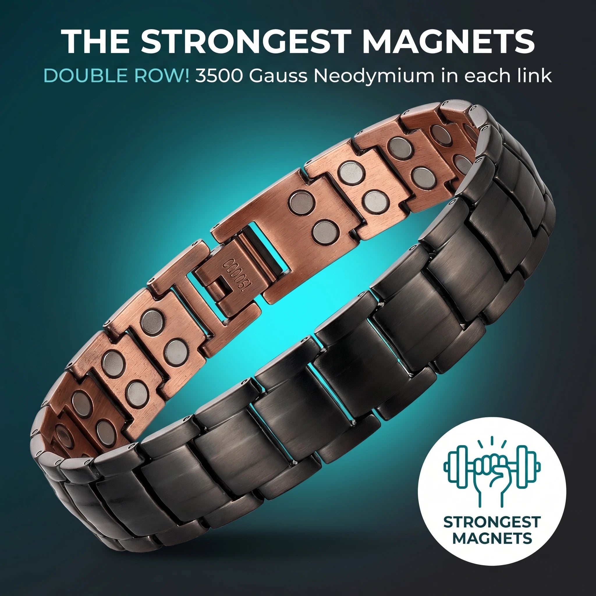 MagnetPure Bold Dual-Tone Copper Magnetic Bracelet for Men