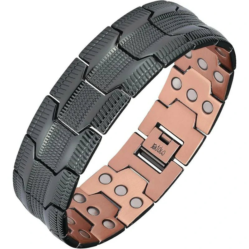 MagnetPure Ultra Black Copper Magnetic Bracelet for Men - front view