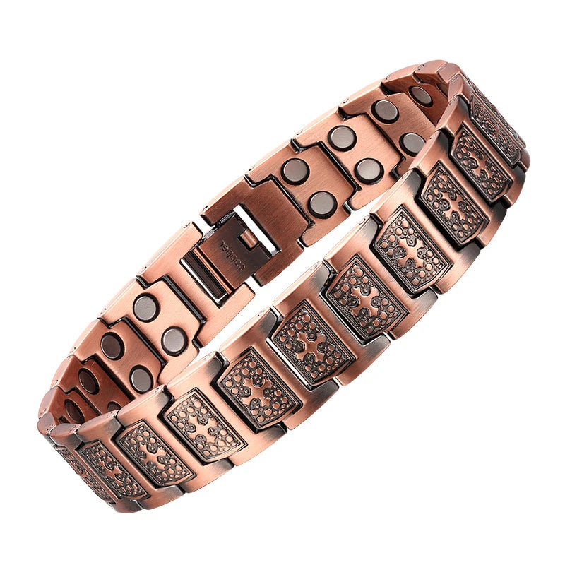 MagnetPure Cross Double Row red copper magnetic bracelet angled main view