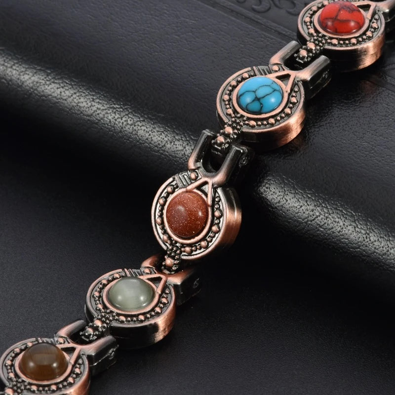 MagnetPure Bohemian Gemstone Copper Magnetic Bracelet for Women