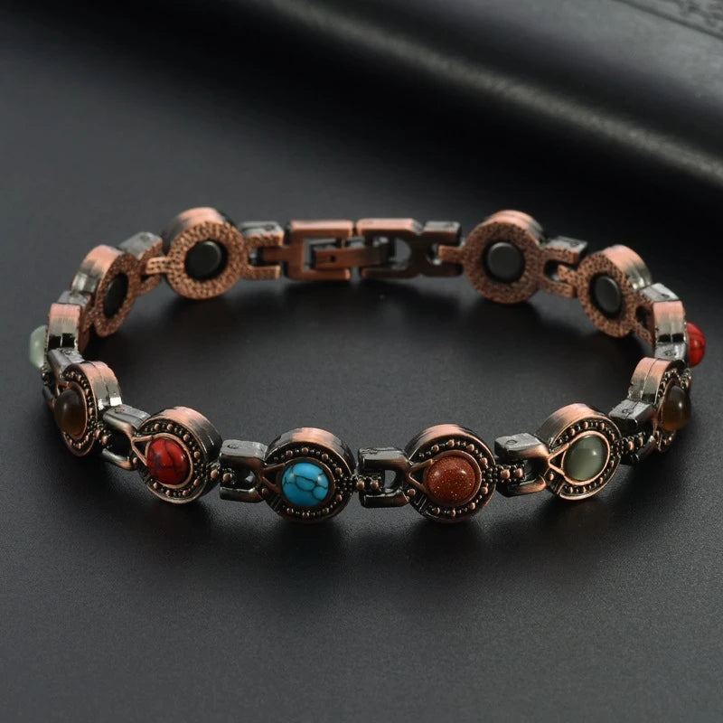 MagnetPure Bohemian Gemstone Copper Magnetic Bracelet for Women