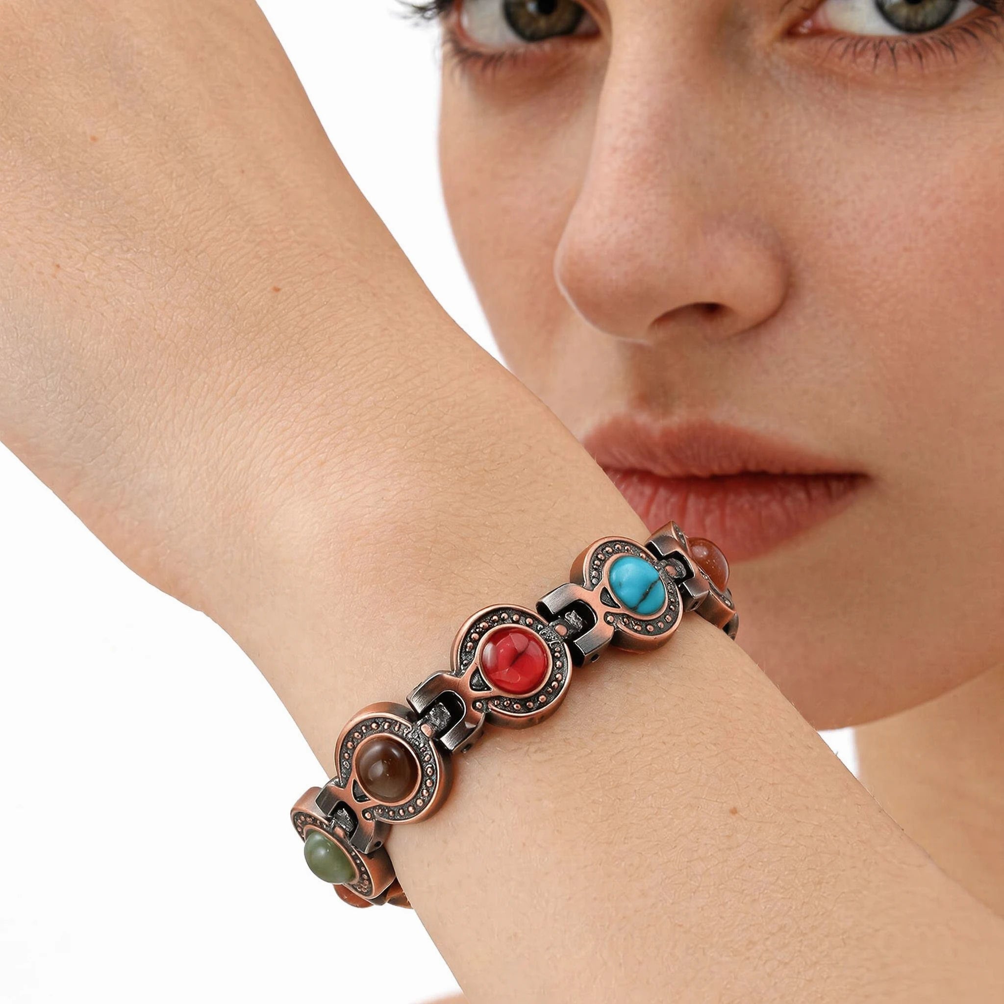 MagnetPure Bohemian Gemstone Copper Magnetic Bracelet for Women