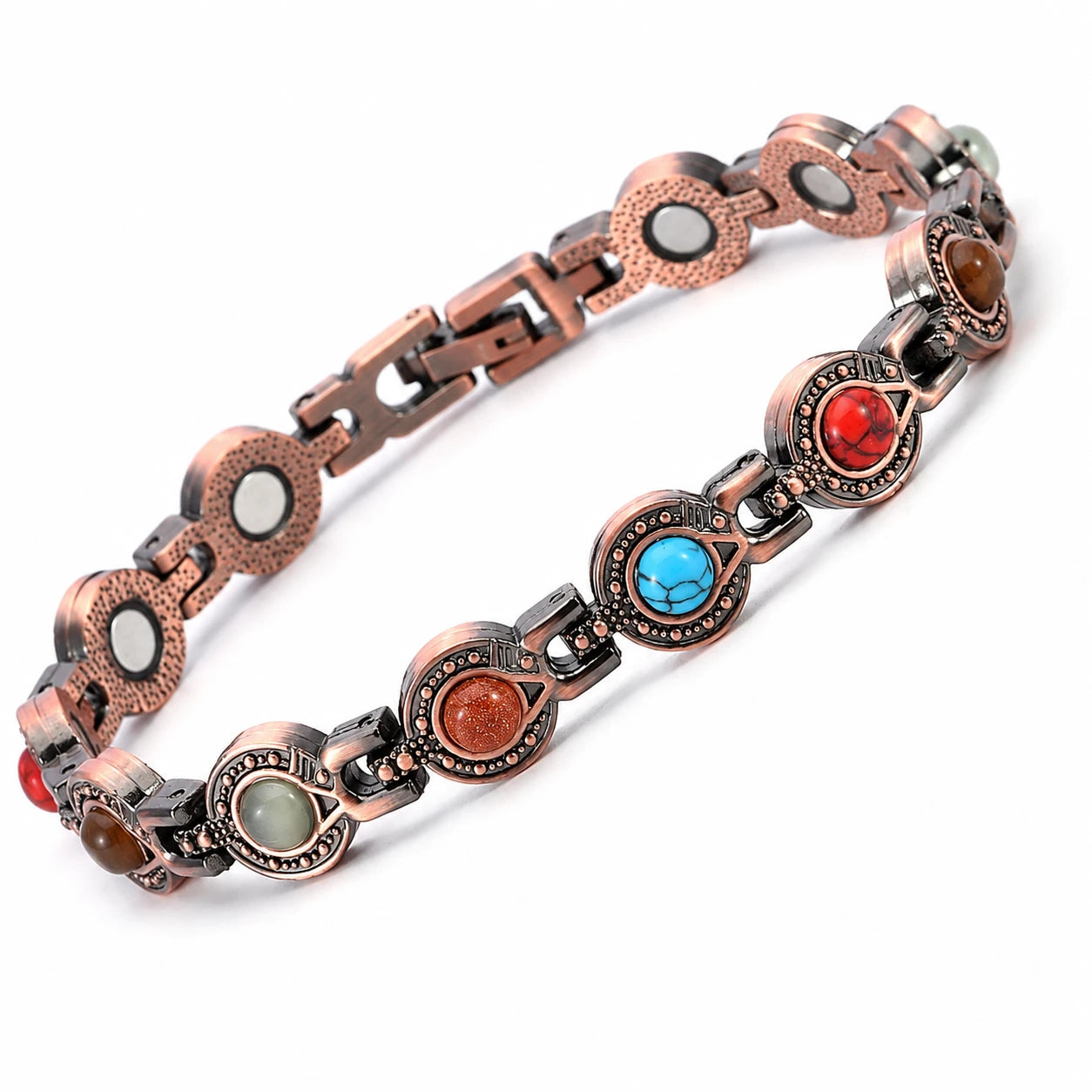 MagnetPure Bohemian Gemstone Copper Magnetic Bracelet for Women