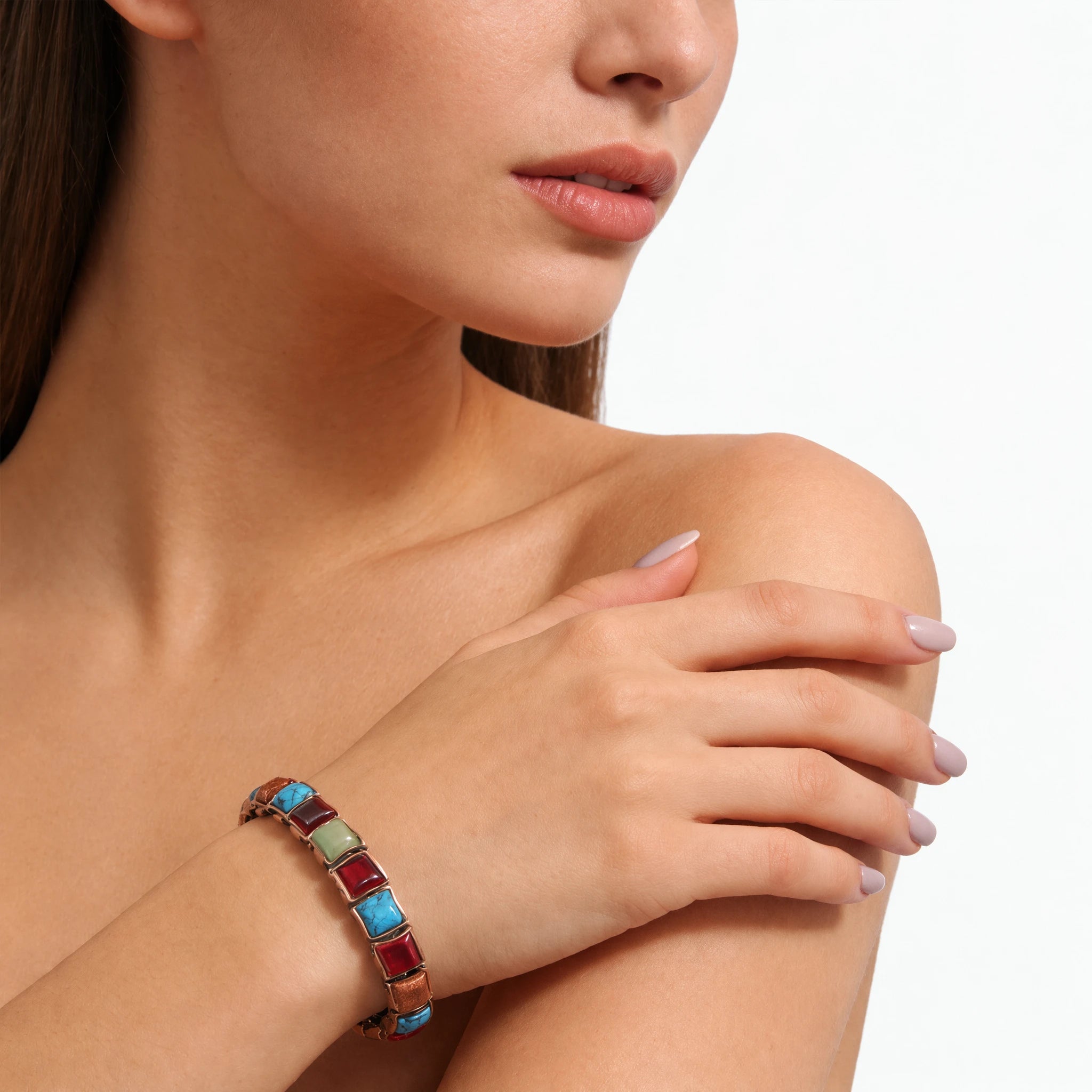MagnetPure Mosaic Turquoise Copper Magnetic Bracelet for Women
