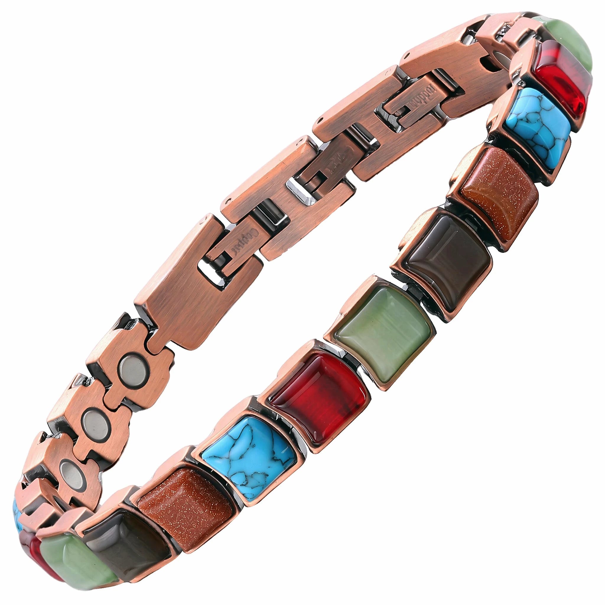 MagnetPure Mosaic Turquoise Copper Magnetic Bracelet for Women