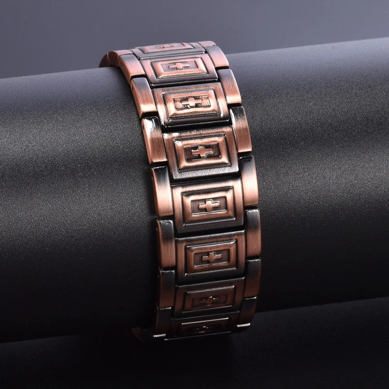 MagnetPure Cross Triple Row Copper Magnetic Bracelet for Men