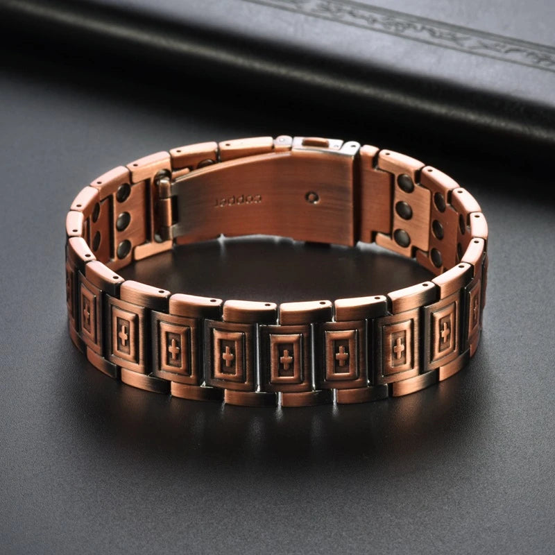 MagnetPure Cross Triple Row Copper Magnetic Bracelet for Men