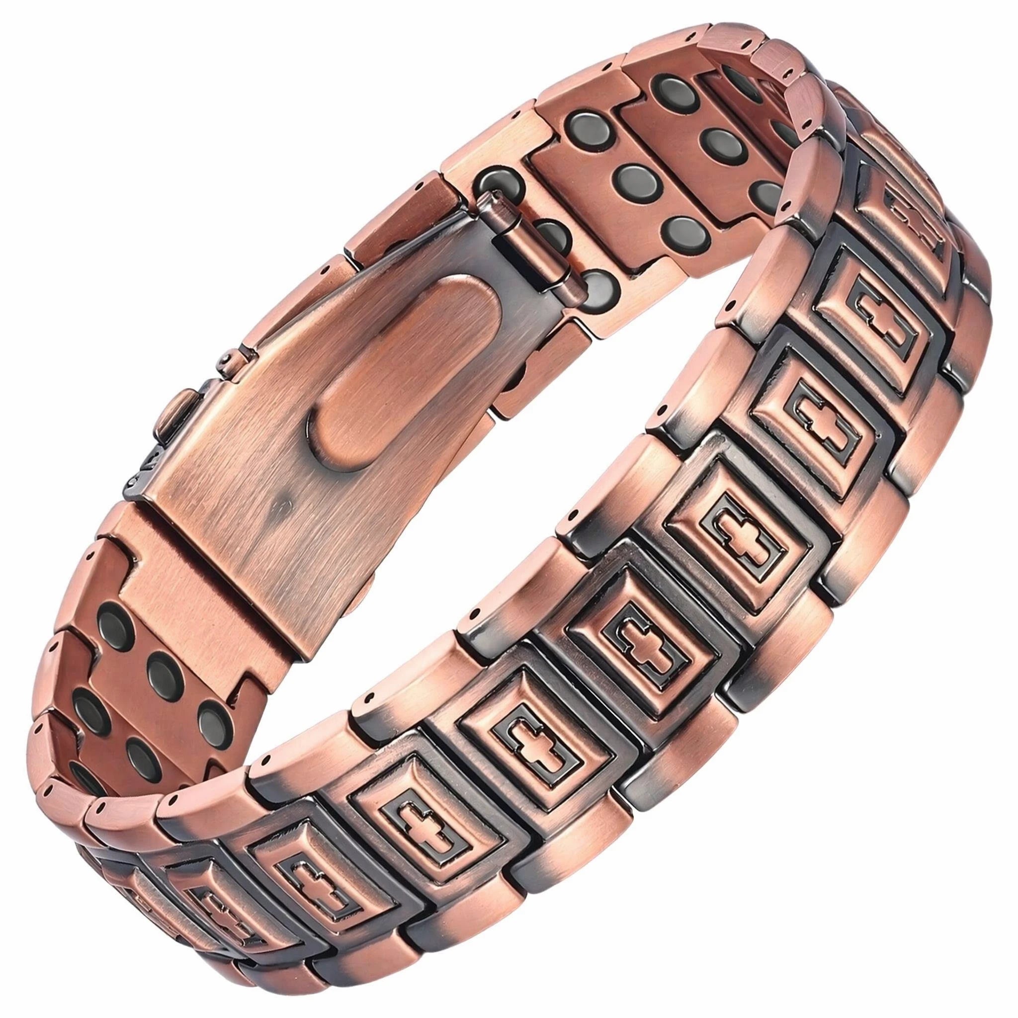 MagnetPure Cross Triple Row Copper Magnetic Bracelet for Men