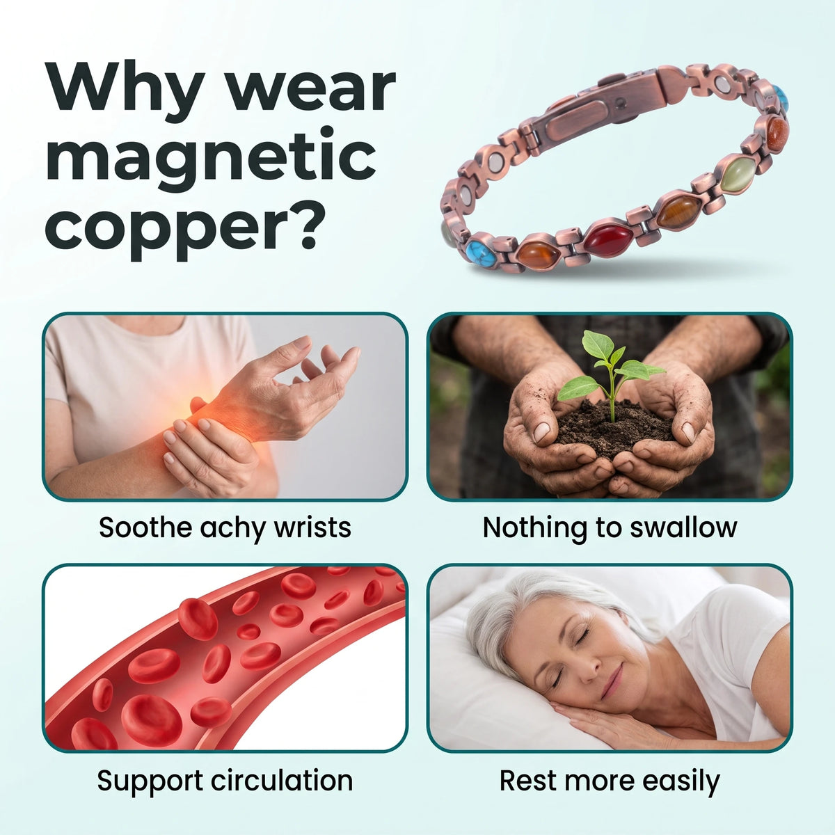 MagnetPure Slim Marquise Pure Copper Magnetic Bracelet for Women