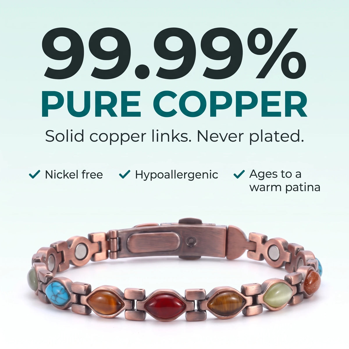 MagnetPure Slim Marquise Pure Copper Magnetic Bracelet for Women